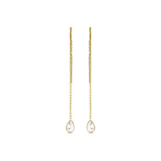 Pendientes de plata esterlina 925 de Luxenter con zirconia brillante acabados en oro amarillo de 18K - Esencial - Image 1