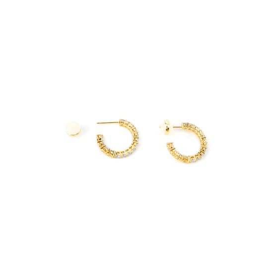 Pendientes Luxenter con acabado dorado brillante de 18k y circonita - Chenfa - Image 4