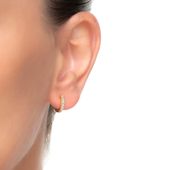 Pendientes de plata de ley 925 con perla blanca acabados en oro amarillo de 18K - Leofcar - Image 2