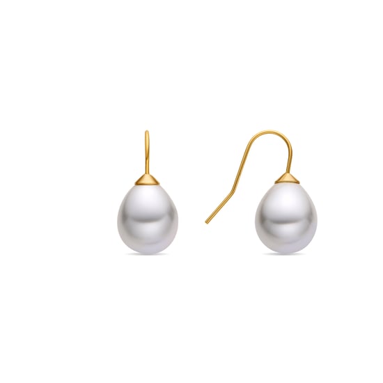 Pendientes Luxenter con acabado en oro de 18 quilates y perla blanca - Gesis - Image 1