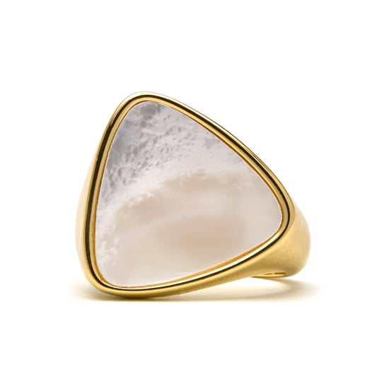 Anillo Luxenter con acabado en oro de 18k y madreperla blanca - Sune - Image 4