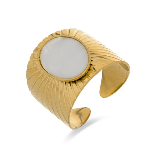 Anillo de madreperla blanca con acabado en oro amarillo de 18k - Luxenter - Image 1
