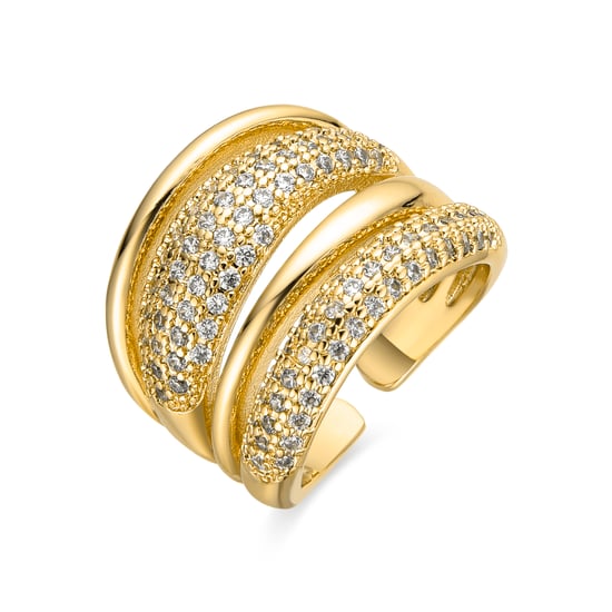 Anillo Luxenter con acabado brillante en oro de 18k y circonitas - Merima - Image 1