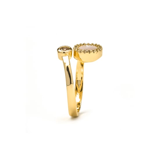 Anillo Luxenter con nácar blanco y acabado en oro de 18k - Yaran - Image 3