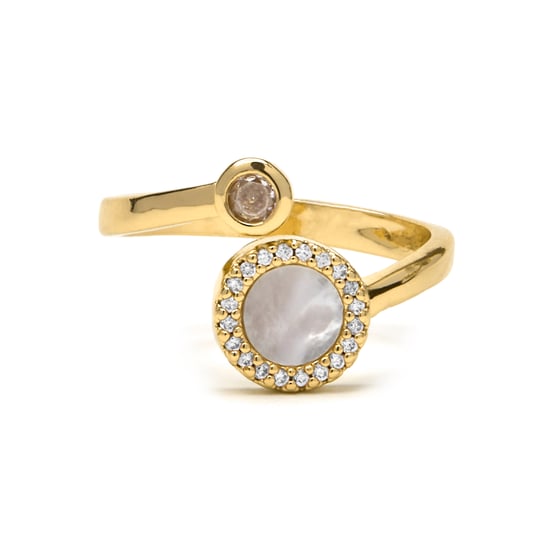 Anillo Luxenter con nácar blanco y acabado en oro de 18k - Yaran - Image 4