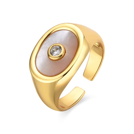 Anillo Luxenter con madreperla blanca y acabado en oro de 18k - Staxo - Image 1