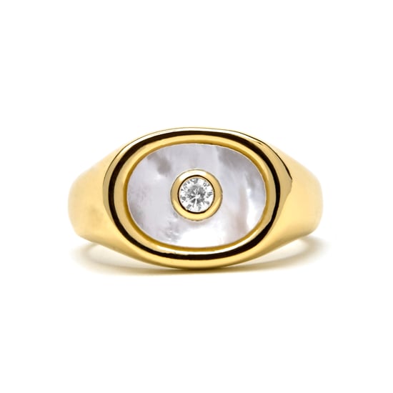 Anillo Luxenter con madreperla blanca y acabado en oro de 18k - Staxo - Image 4