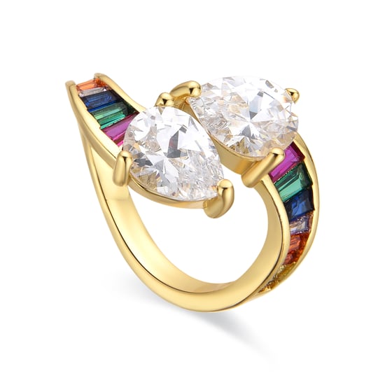 Anillo Luxenter con acabado brillante en oro de 18k y zirconia - Darbia - Image 1