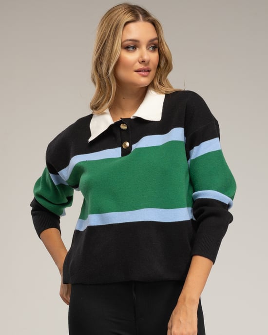 Jersey de punto tipo polo con franjas horizontales - Image 3
