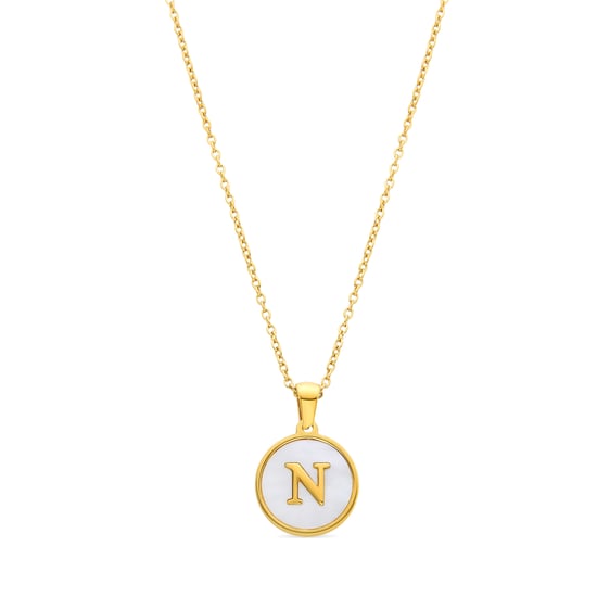 Collar Luxenter en nácar blanco acabado en oro amarillo de 18 quilates - Alfabeto - Image 1