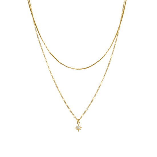 Collar Luxenter de plata esterlina 925 y zirconia bañado en oro amarillo de 18k - Najme - Image 1
