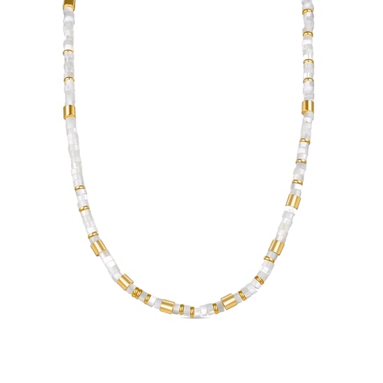 Collar de plata esterlina 925 de Luxenter con acabado en oro amarillo de 18K y madreperla blanca - Wicoy - Image 1