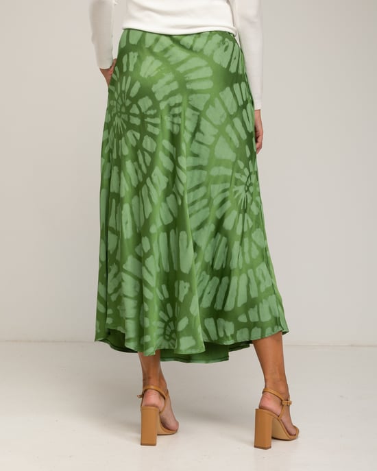 Falda midi con seda, estampado geometrico - Image 3