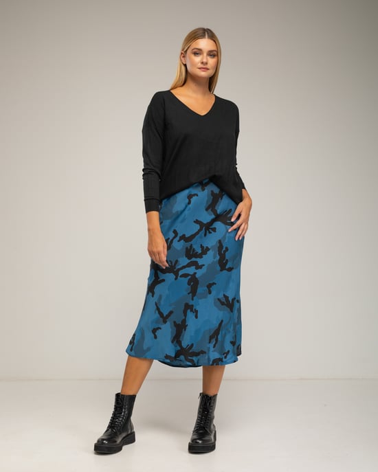 Falda estampada midi con seda - Image 4