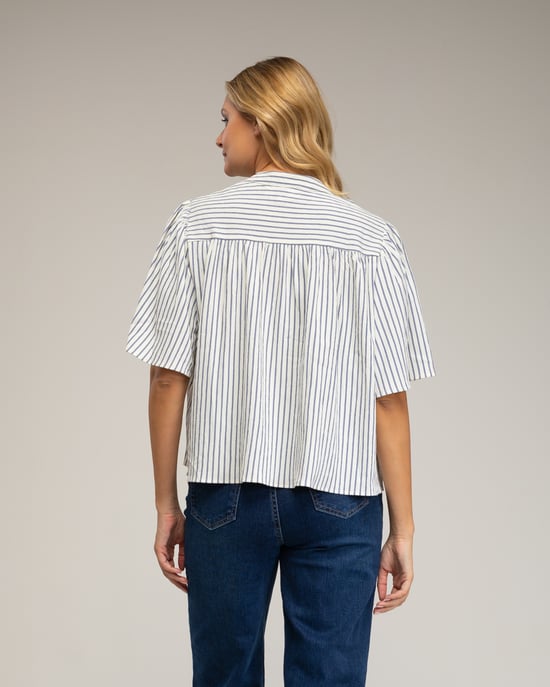 Blusa de rayas con bordado nido de abeja - Image 2