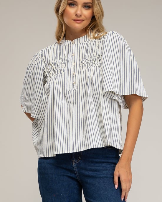 Blusa de rayas con bordado nido de abeja - Image 3