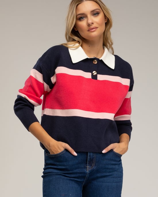 Jersey de punto tipo polo con franjas horizontales - Image 3