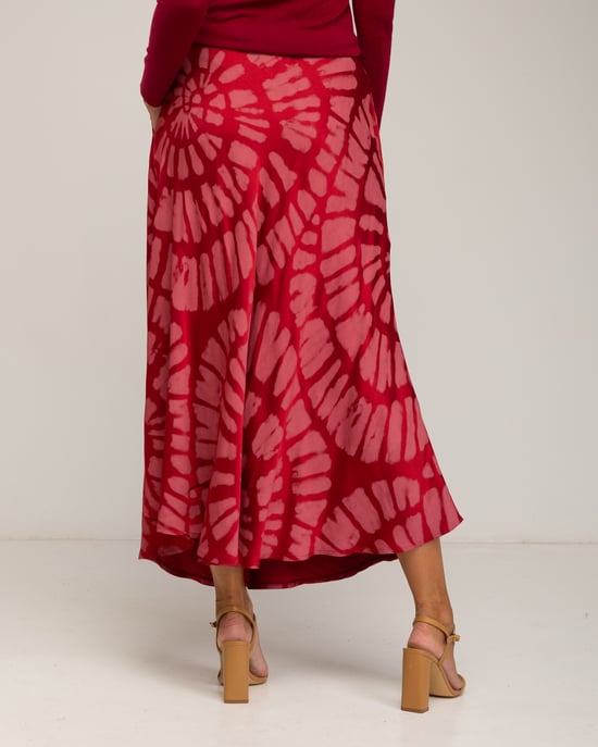 Falda midi con seda, estampado geometrico - Image 3