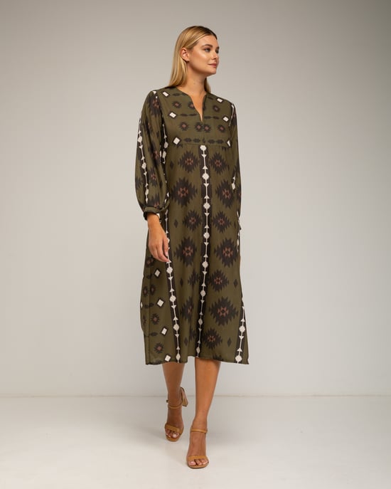 Vestido midi con estampado etnico - Image 2