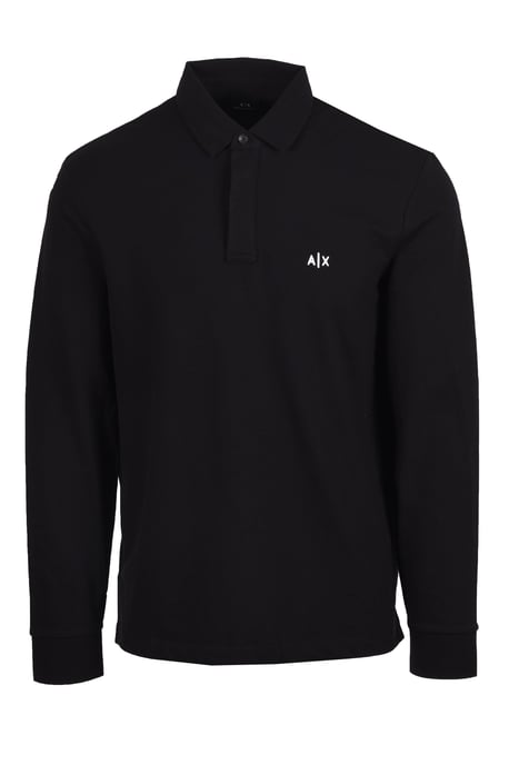 Armani Exchange Long Sleeve Polo Shirt Black - Image 1