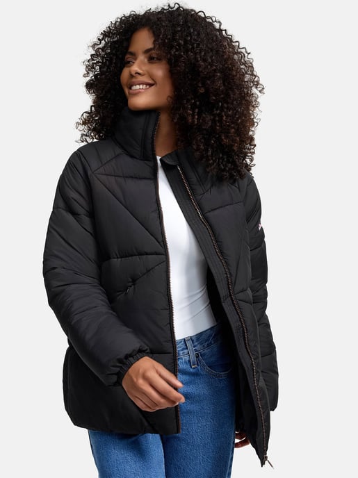 Chaqueta acolchada invierno mujer Navahoo Schokolinaa con cuello alto - Image 6