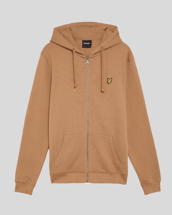 Sudadera con cremallera completa de algodón Loopback Lyle & Scott - Marrón - Image 1