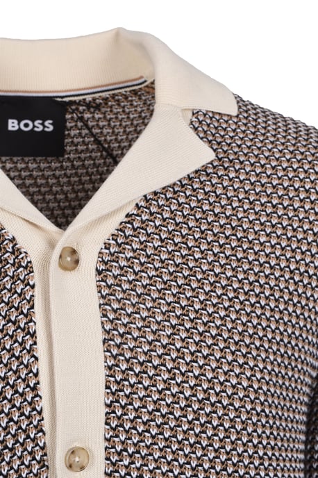Boss Black Iconico Knitted Polo Open White - Image 2