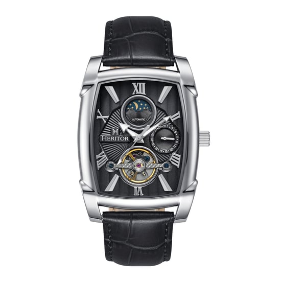 Reloj automático Heritor Valentin con correa de cuero y fecha - Image 1
