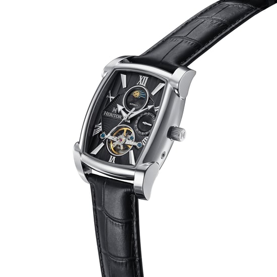 Reloj automático Heritor Valentin con correa de cuero y fecha - Image 3