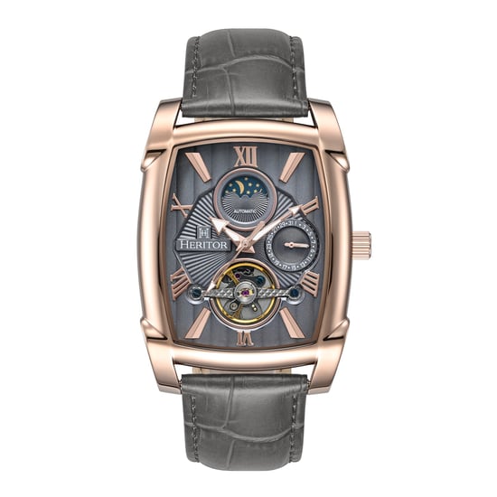 Reloj automático Heritor Valentin con correa de cuero y fecha - Image 1