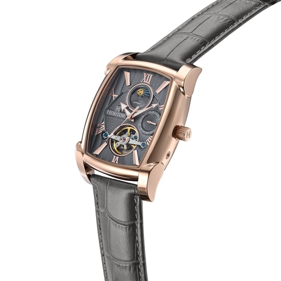 Reloj automático Heritor Valentin con correa de cuero y fecha - Image 3