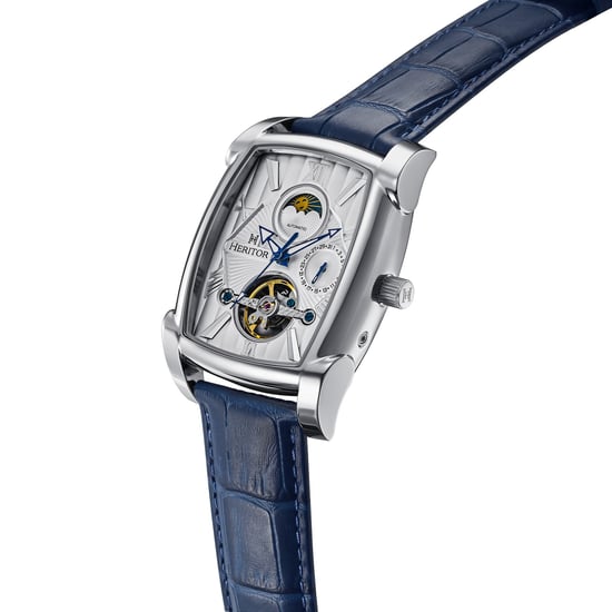 Reloj automático Heritor Valentin con correa de cuero y fecha - Image 3