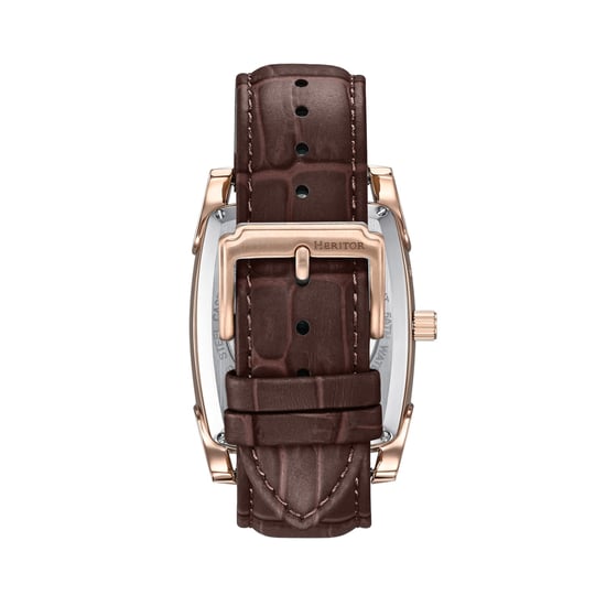 Reloj automático Heritor Valentin con correa de cuero y fecha - Image 2