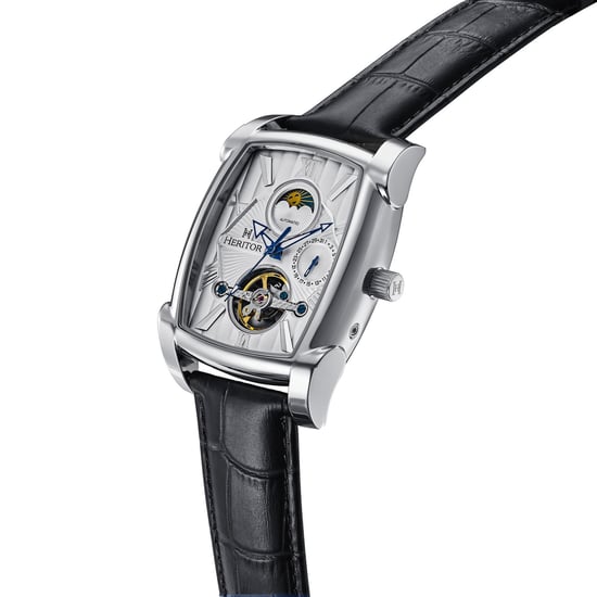 Reloj automático Heritor Valentin con correa de cuero y fecha - Image 3