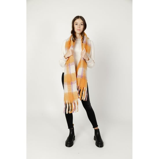 Bufanda Tejida Cuadro Gingham Naranja - Image 3