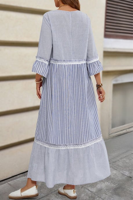 Vestido Midi Rayado con Encaje - Image 2