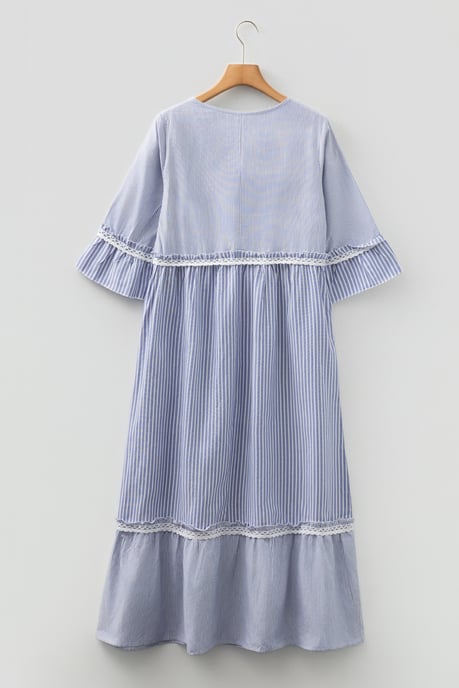 Vestido Midi Rayado con Encaje - Image 4