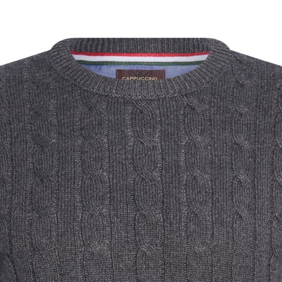Cappuccino Italia Jersey Cable Pullover Gris Antracita - Image 2