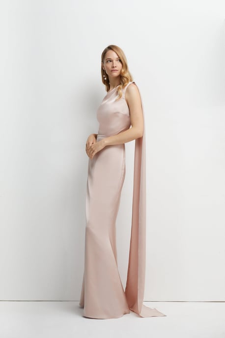 Drape Shoulder Detail Bridesmaids Dress - Image 1