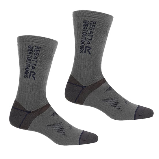 Regatta Unisex Adult Wool Hiking Boot Socks (Pack of 2) (Briar Grey/Navy) - Image 1