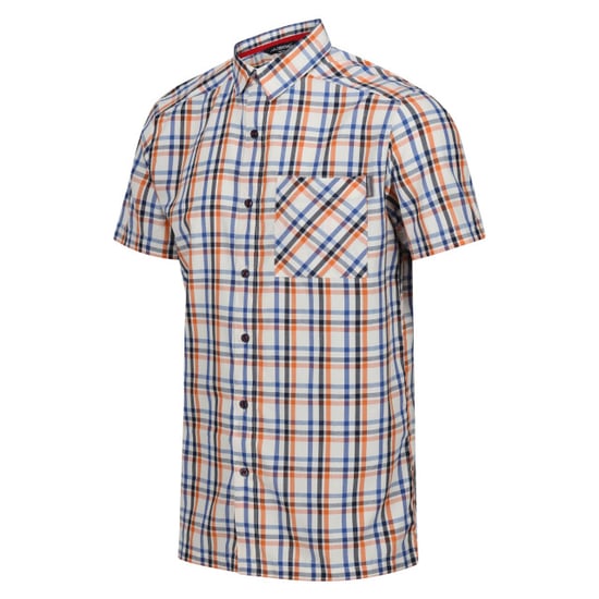 Regatta Mens Mindano VIII Checked Short-Sleeved Shirt (New Royal/Persimmon/Marshmallow) - Image 4