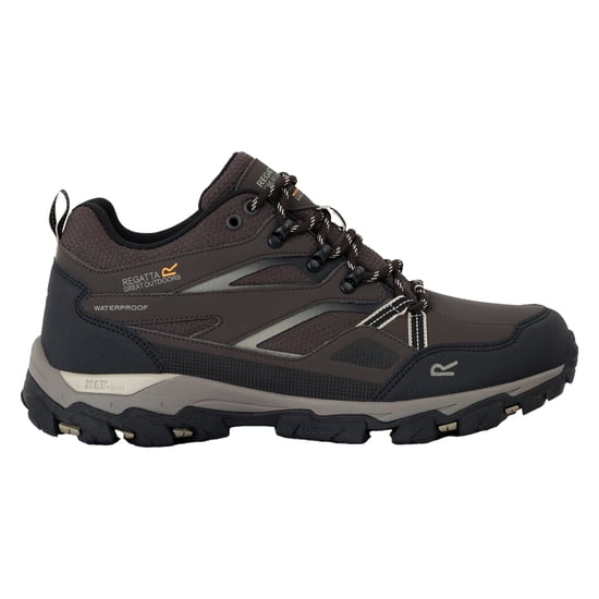 Regatta Mens Holcombe 3 Low Walking Boots (Peat/Gold Fawn) - Image 1