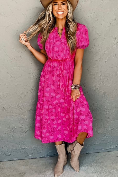 Vestido Midi de Estampado Floral con Falda de Volantes - Image 5