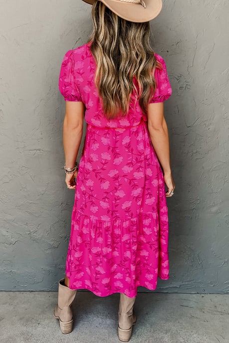 Vestido Midi de Estampado Floral con Falda de Volantes - Image 6