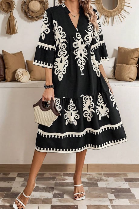 Vestido Midi Acampanado con Estampado Floral - Image 4