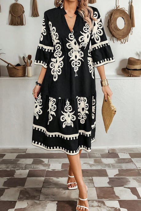 Vestido Midi Acampanado con Estampado Floral - Image 5
