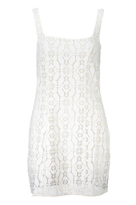 Vestido Mini de Encaje Sin Mangas con Escote Cuadrado - Image 1