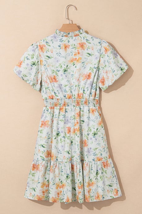 Vestido Mini Floral con Falda de Volantes y Mangas Abullonadas - Image 4