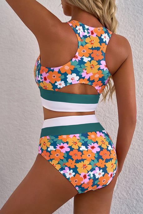 Bañador de dos piezas de cintura alta con estampado floral - Image 2