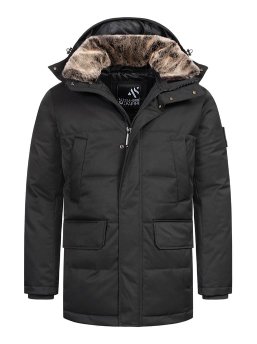 Alessandro Salvarini Chaqueta de Invierno Hombre AS-456 – Elegante, Impermeable Con Capucha Desmontable - Image 1